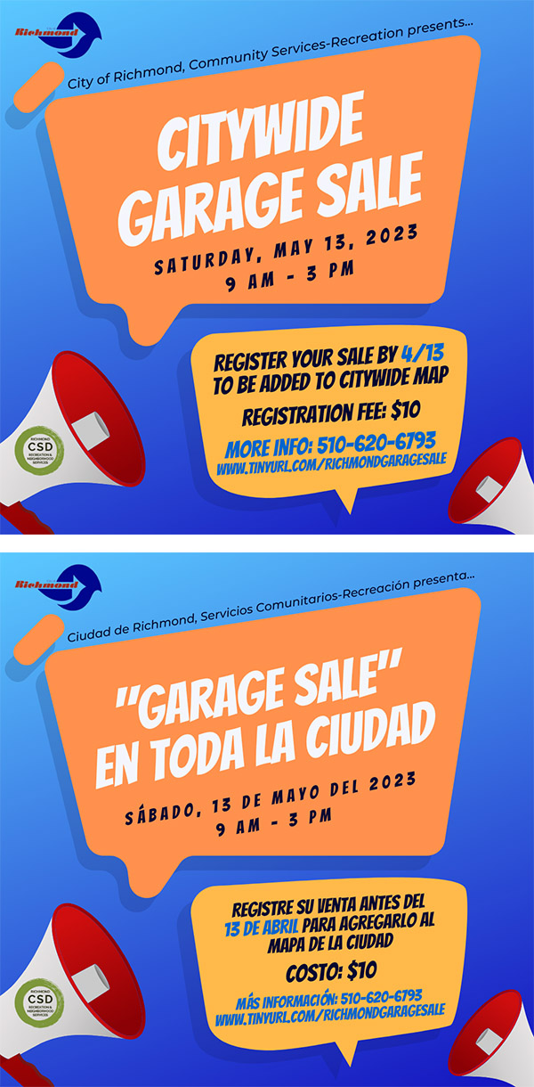 Citywide Garage Sale. May 13, 2023 East Richmond Neighborhood Council